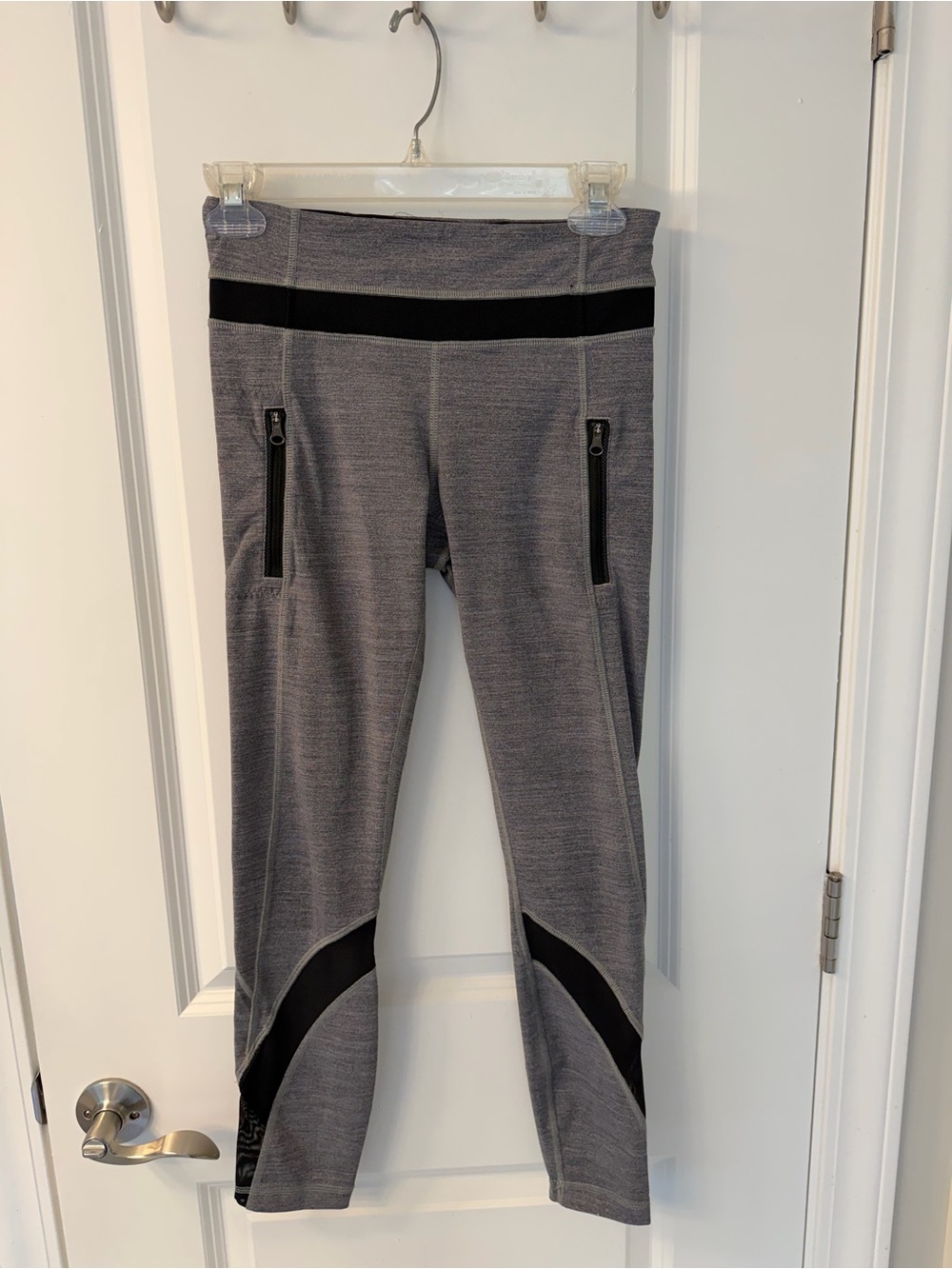 Women’s Gray Performance Ankle Length Leggings with Black Accents